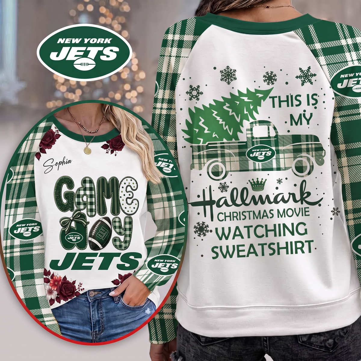 PREMIUM NFL x NYJ EXCLUSIVE PERSONALIZED Cozy Round Neck Raglan Sleeve Sweatshirt
