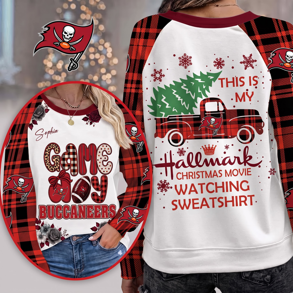 PREMIUM NFL x TBB EXCLUSIVE PERSONALIZED Cozy Round Neck Raglan Sleeve Sweatshirt