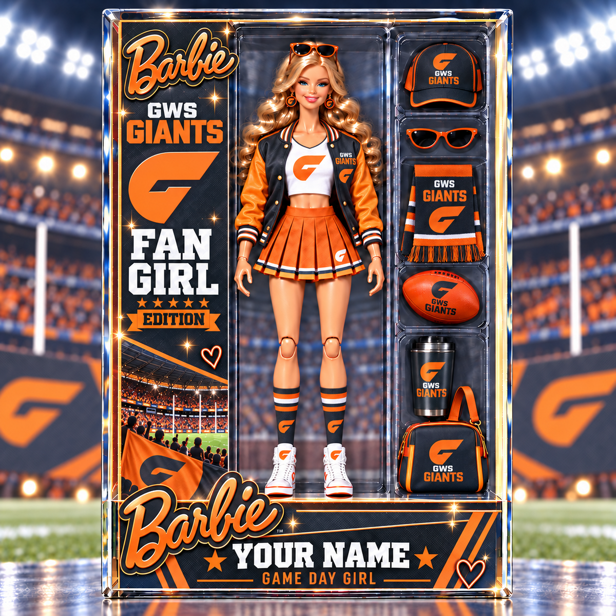 PREMIUM AFL X GWS EXCLUSIVE Barbie Custom Name Acrylic Block Plaque Gifts For Fan - Limited Edition NDT VHM 170926