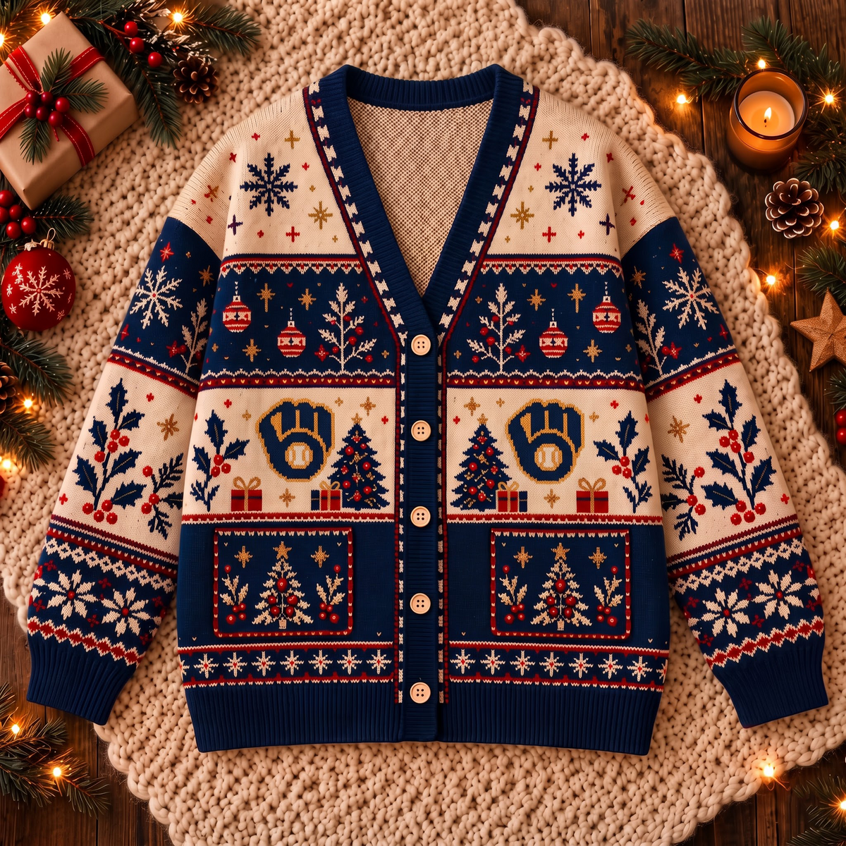 Premium Christmas MLB x MIL Knitted Cardigan