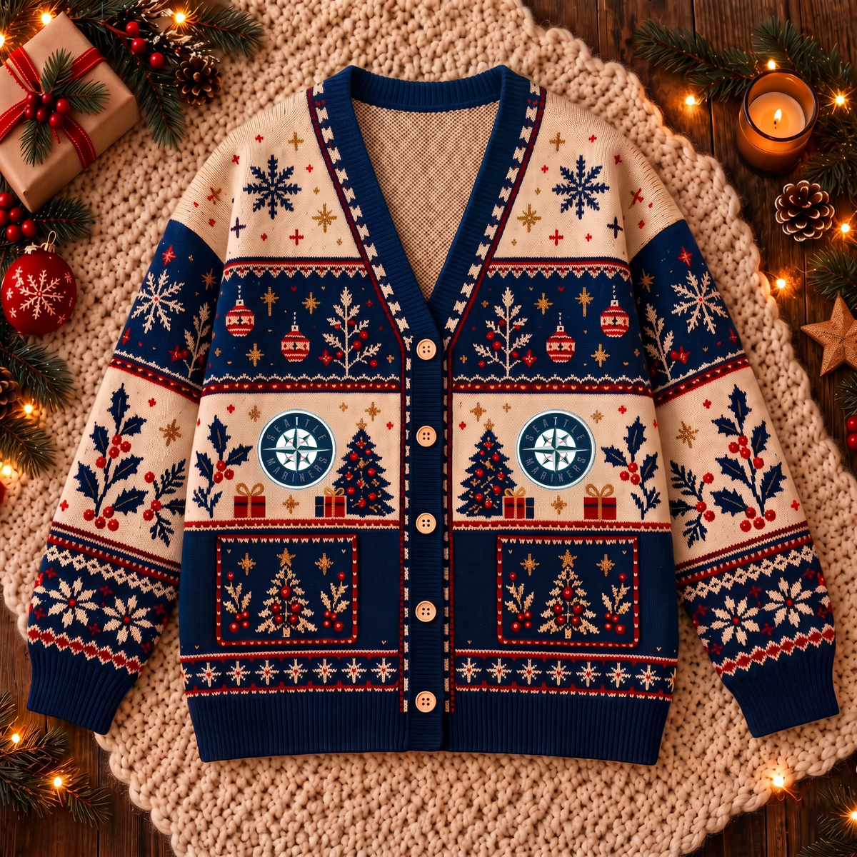 Premium Christmas MLB x SEA Knitted Cardigan
