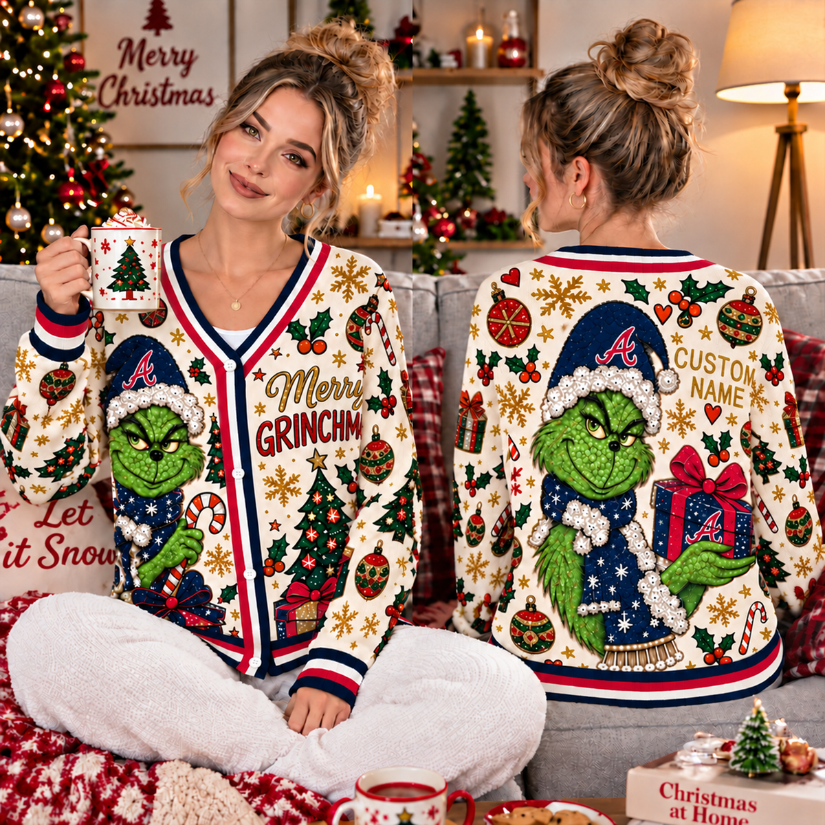 Premium MLB x ATL Grinch Cardigal Sweater