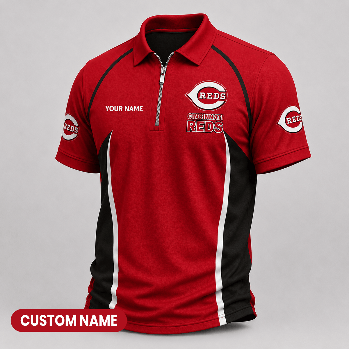 Premium MLB x CIN Performance Zipper Polo Shirt