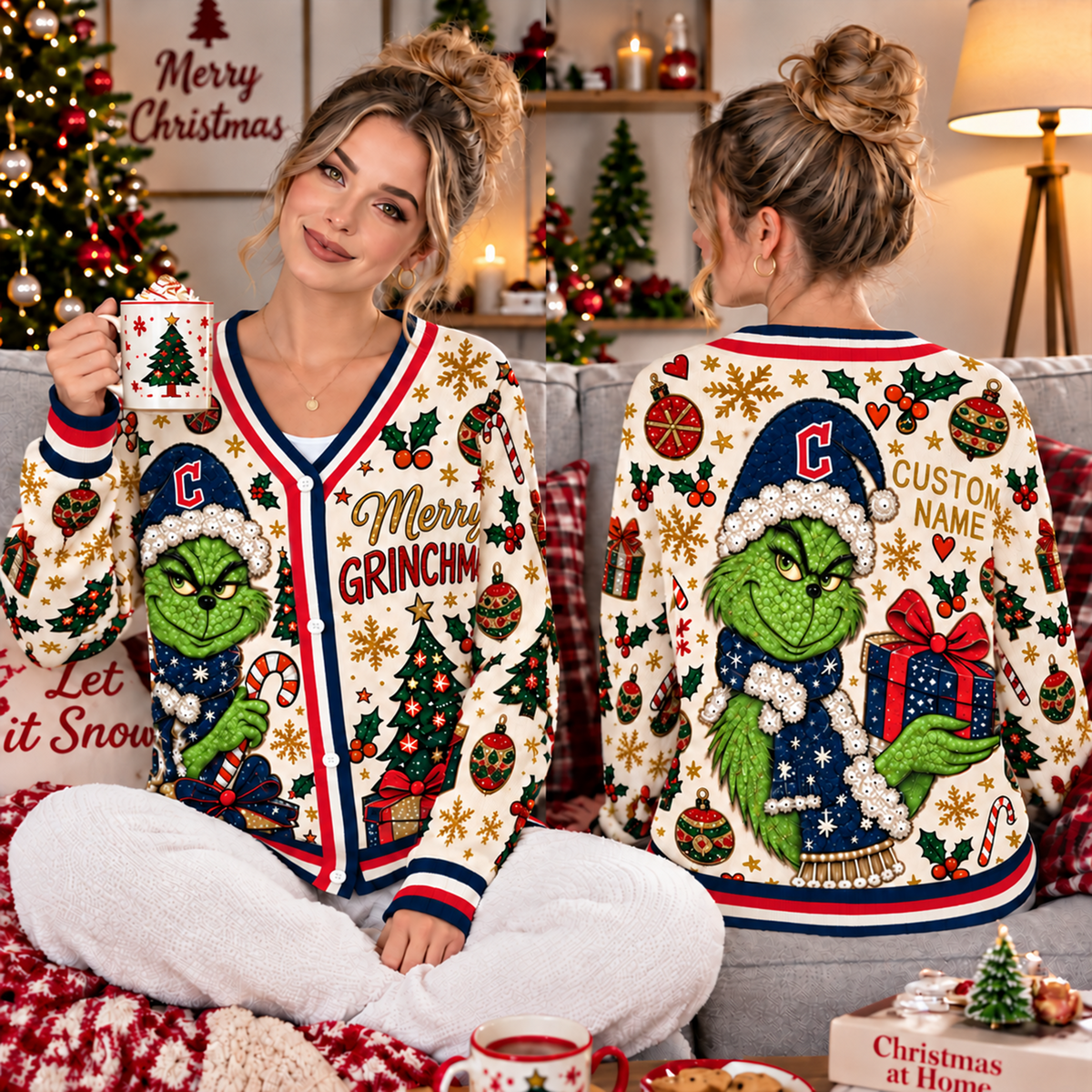 Premium MLB x CLE Grinch Cardigal Sweater