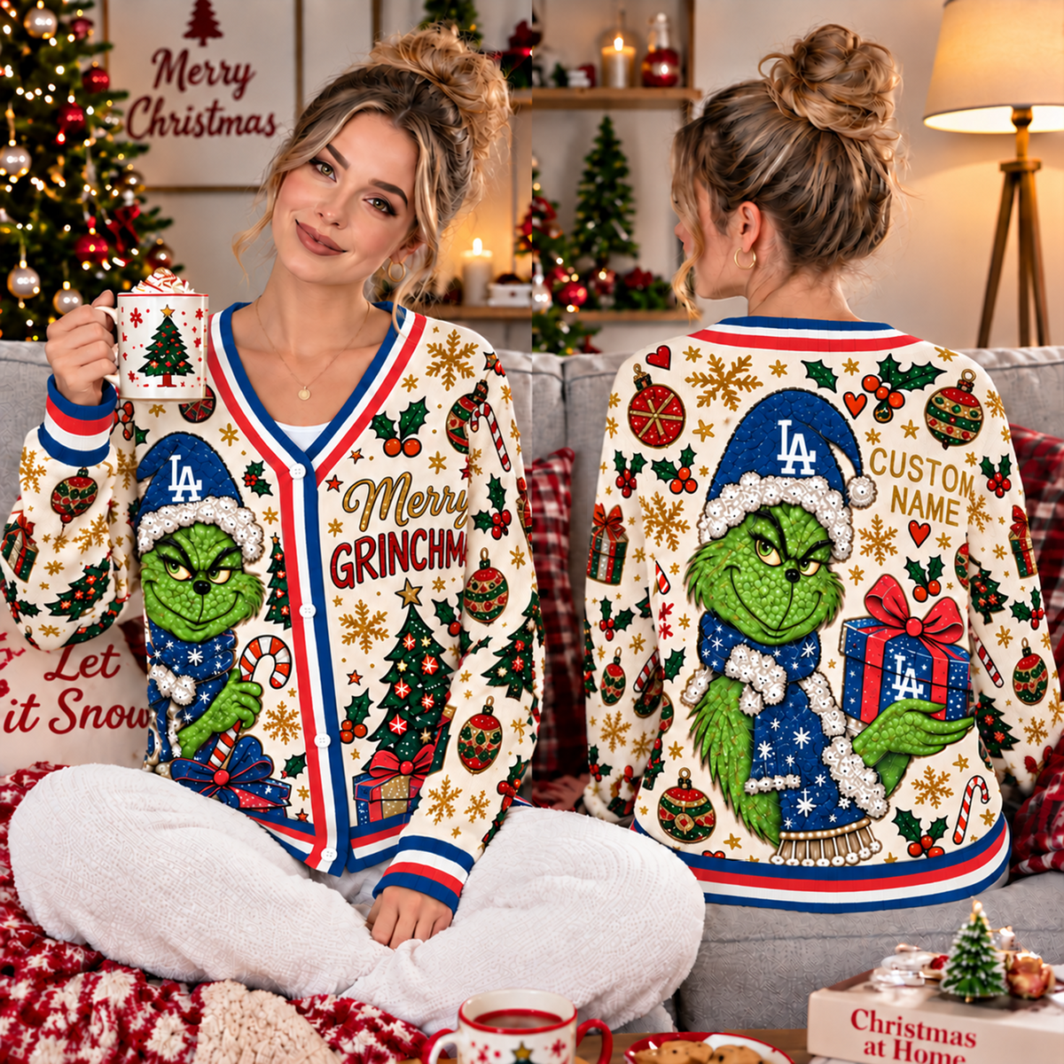 Premium MLB x LAD Grinch Cardigal Sweater
