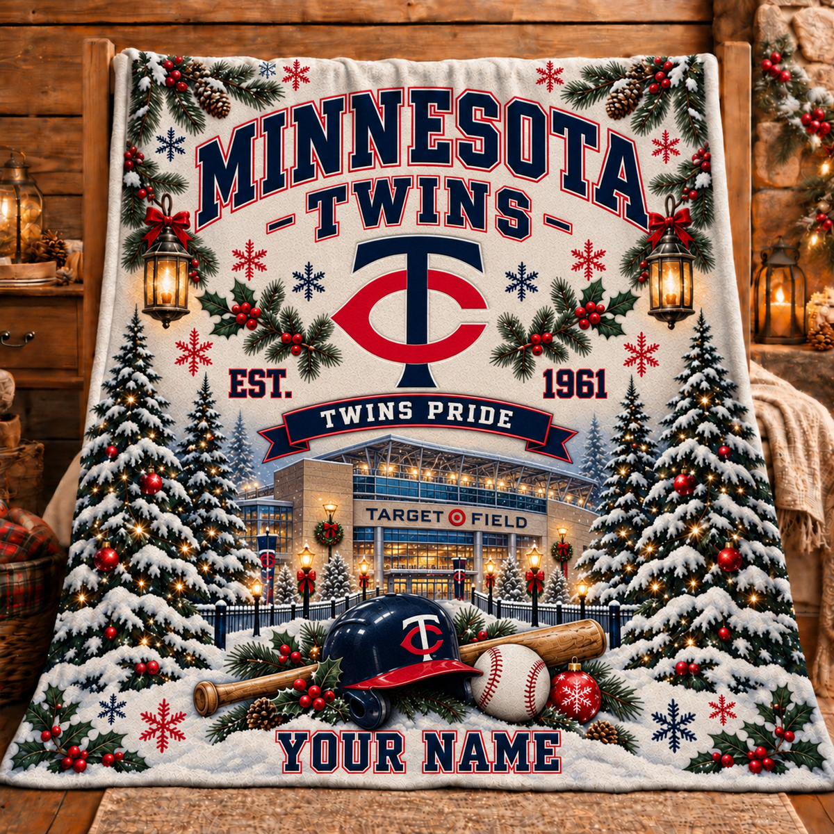 Premium MLB x MIN Pride Personalized Name Blanket