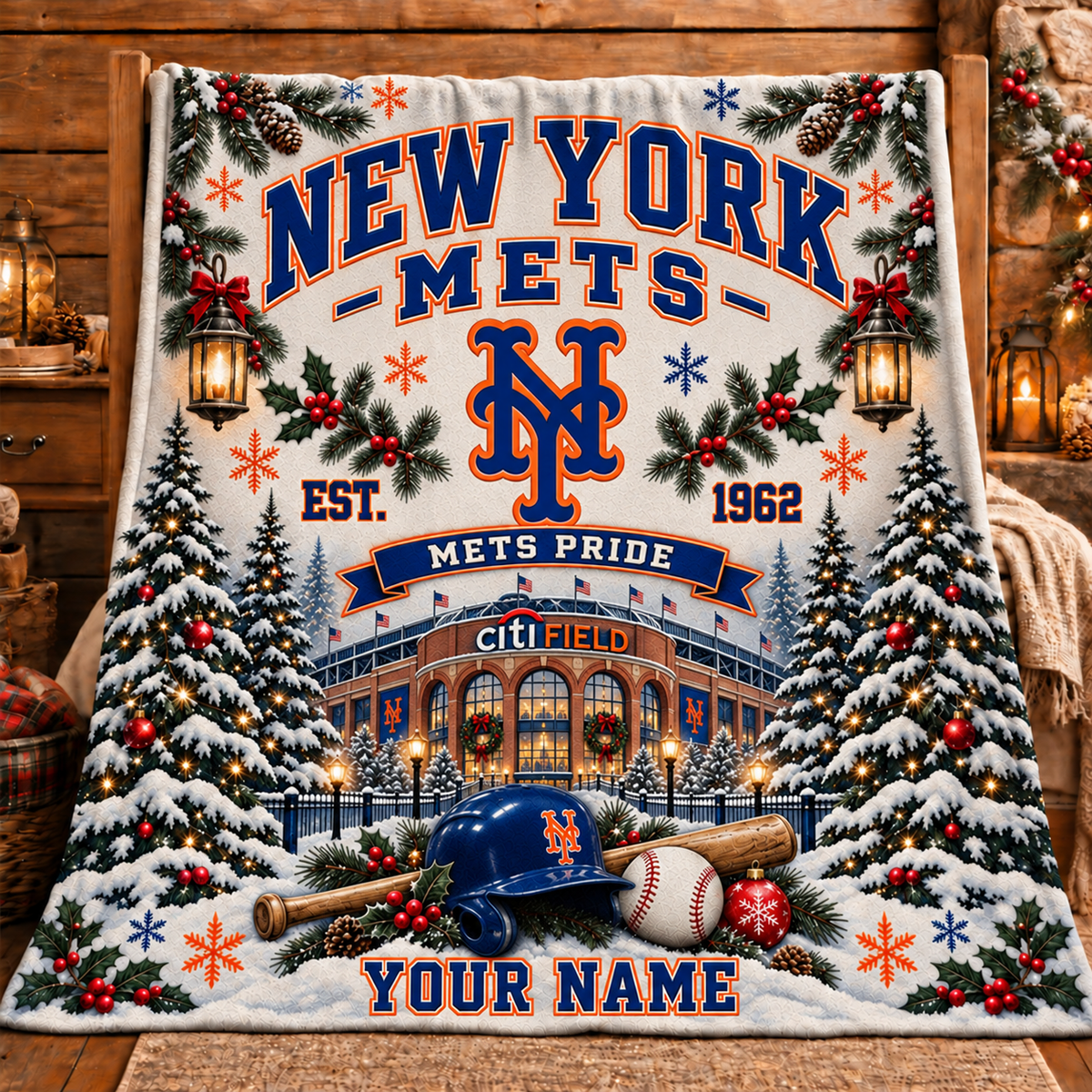 Premium MLB x NYM Pride Personalized Name Blanket