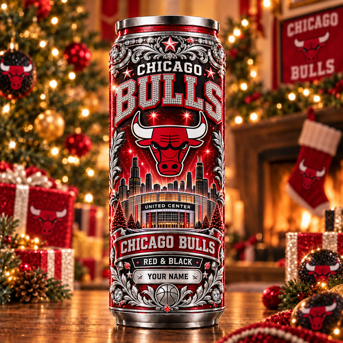 Premium NBA x CHI Personalized Name Can Tumbler
