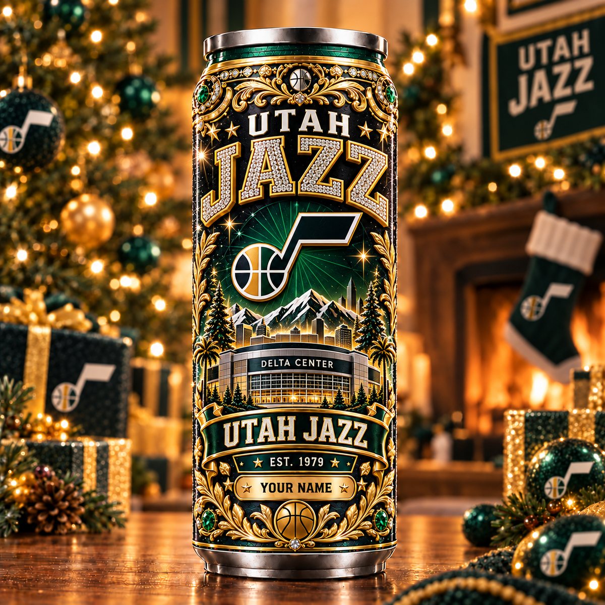 Premium NBA x UTA Personalized Name Can Tumbler