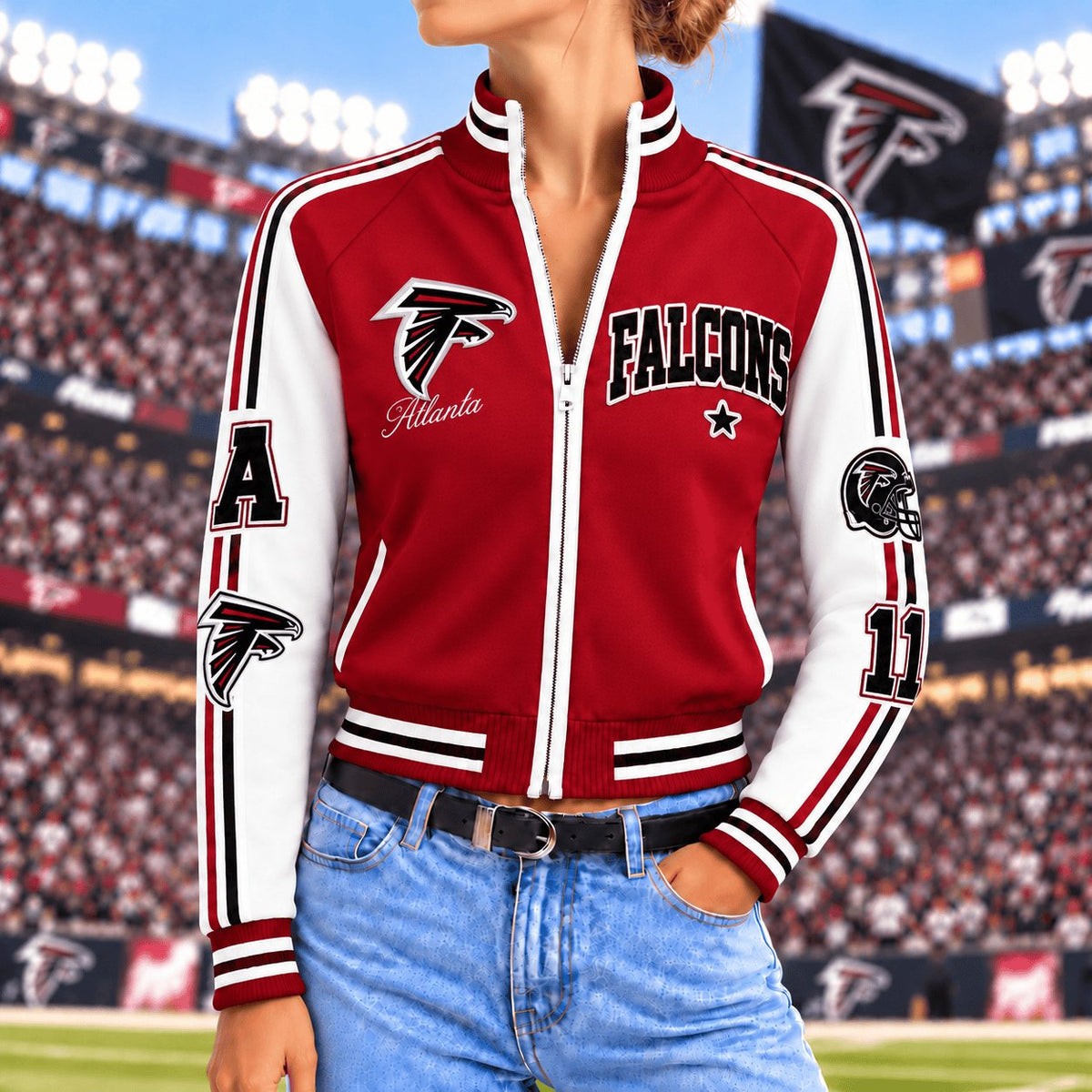 Premium NFL x ATL Exclusive Retro Game Day Mockneck Zipper Cardigan for Football Lovers