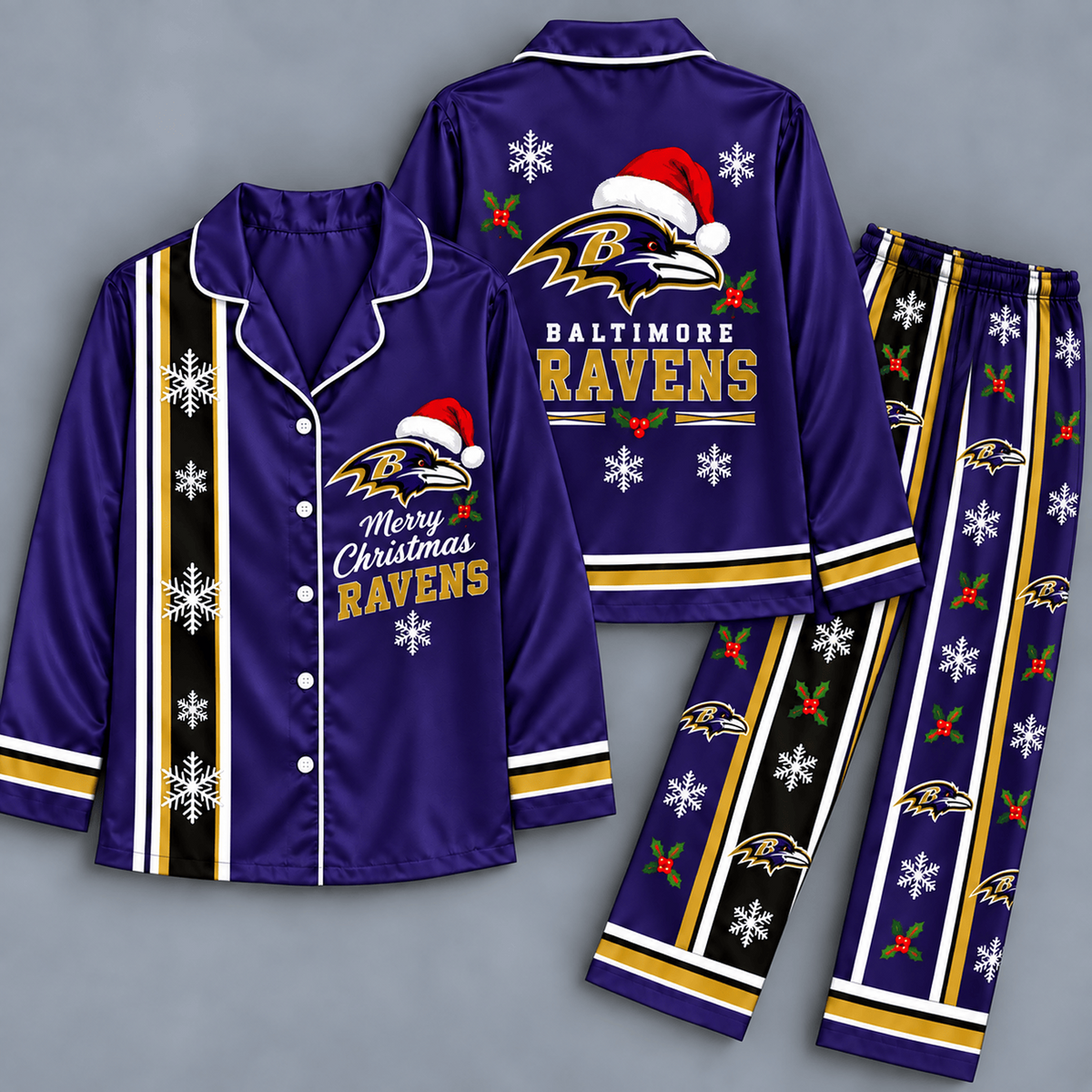 Premium NFL x BAL Merry Matchday Christmas Pajama Set