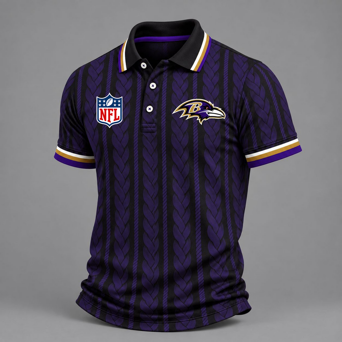 Premium NFL x BAL Retro Football Fan Short Sleeve Apparel Polo Shirt