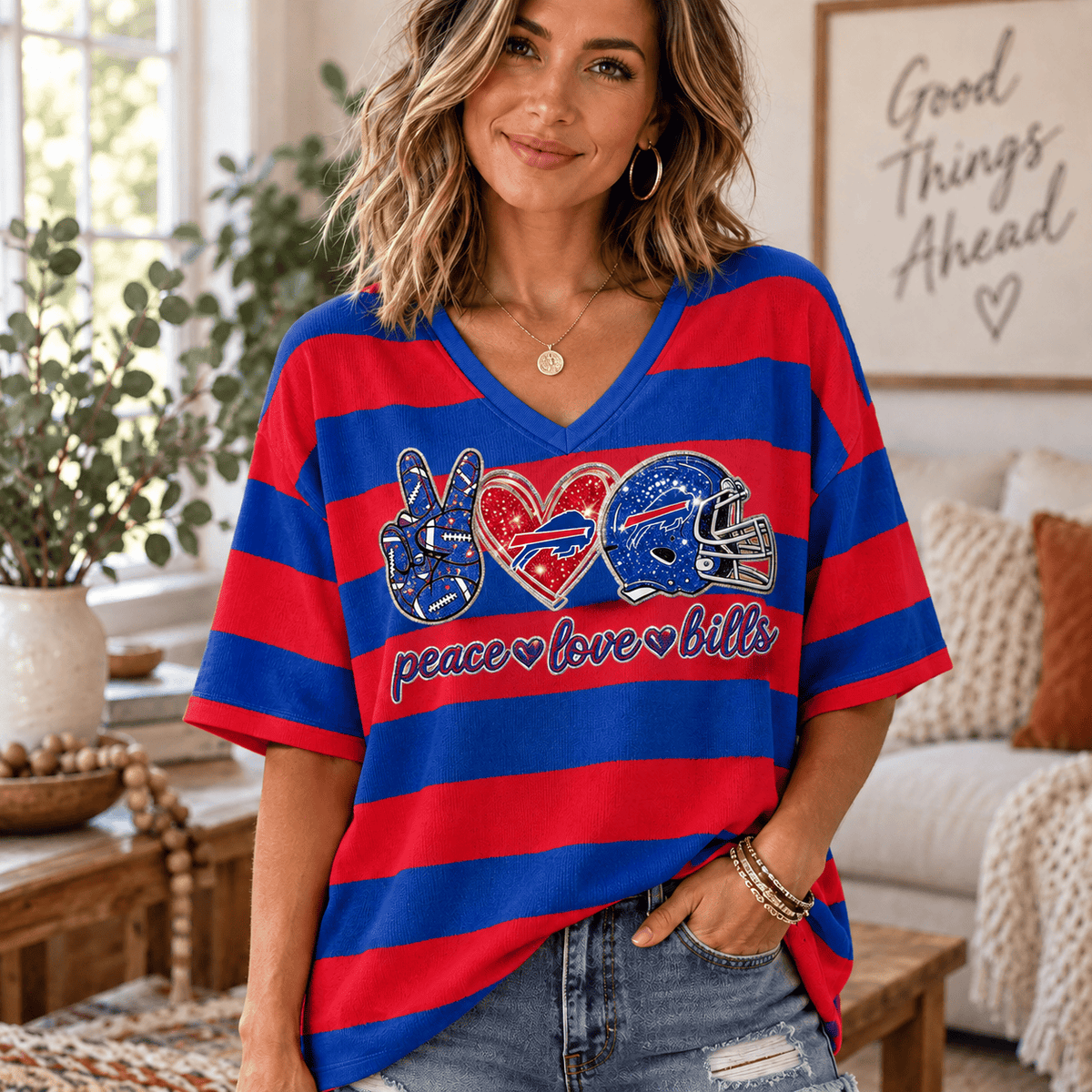 Premium NFL x BUF Women V-Neck Shirt For Fan