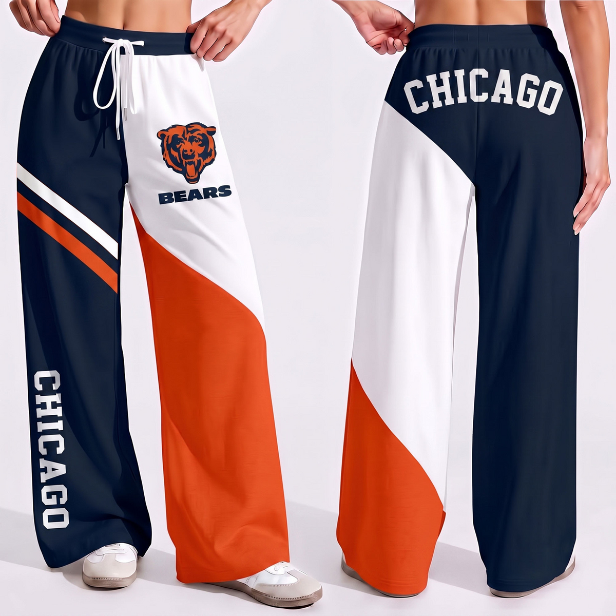 Premium NFL x CHI Game Day Color Block Wide Leg Pants