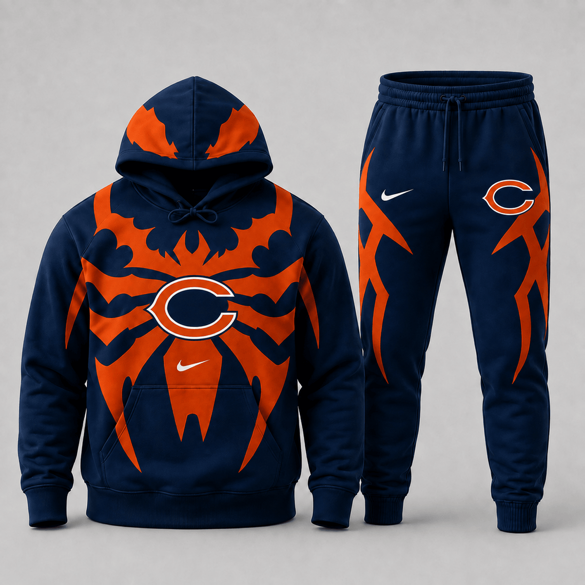 Premium NFL x CHI Spider Web Graphic Hoodie & Jogger Pants Set