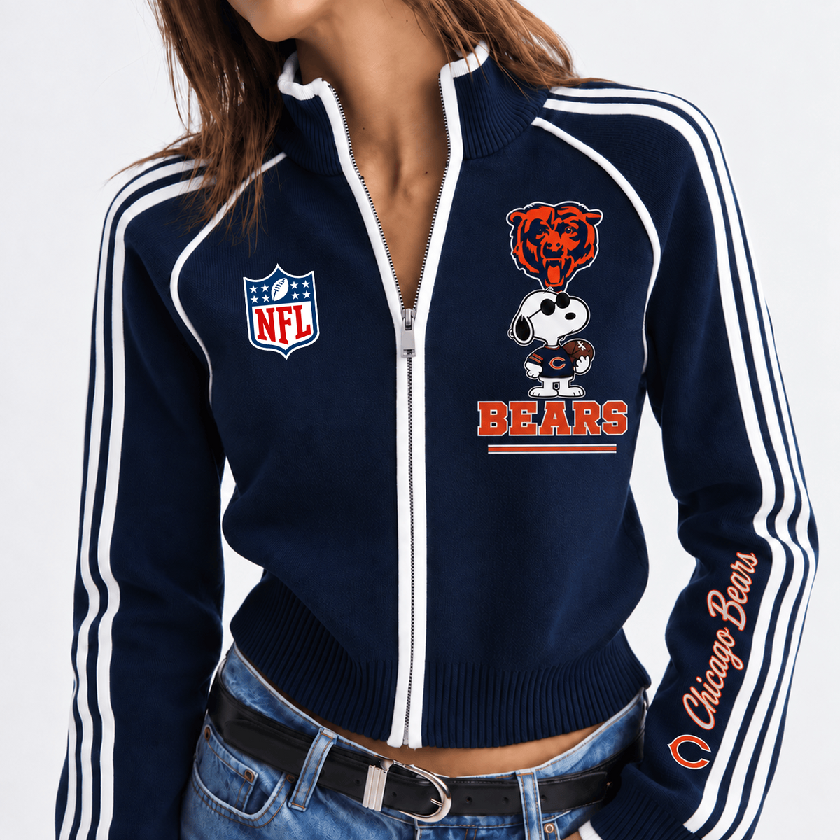 Premium NFL x CHI Sunday Spirit Cropped Track Jacket