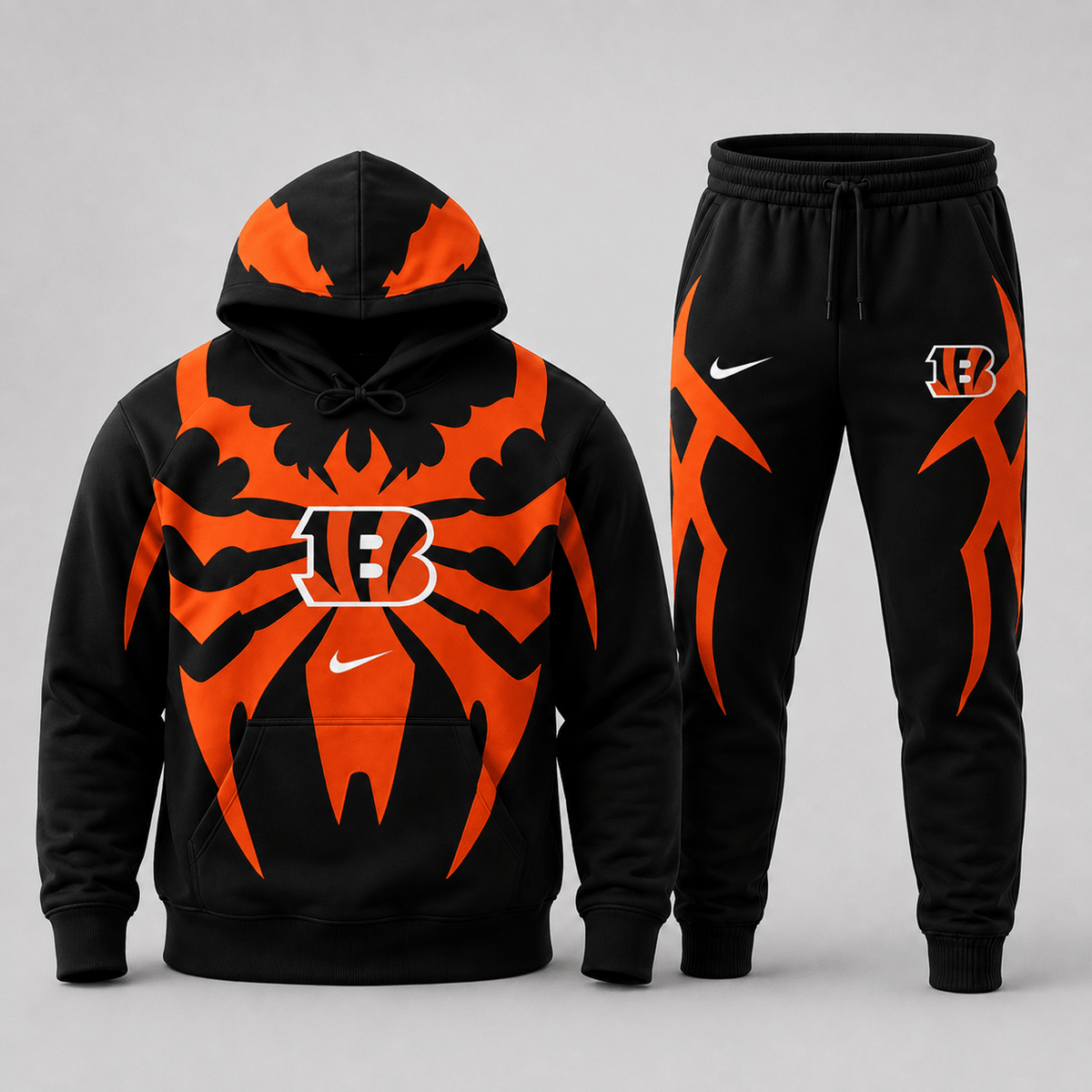 Premium NFL x CIN Spider Web Graphic Hoodie & Jogger Pants Set
