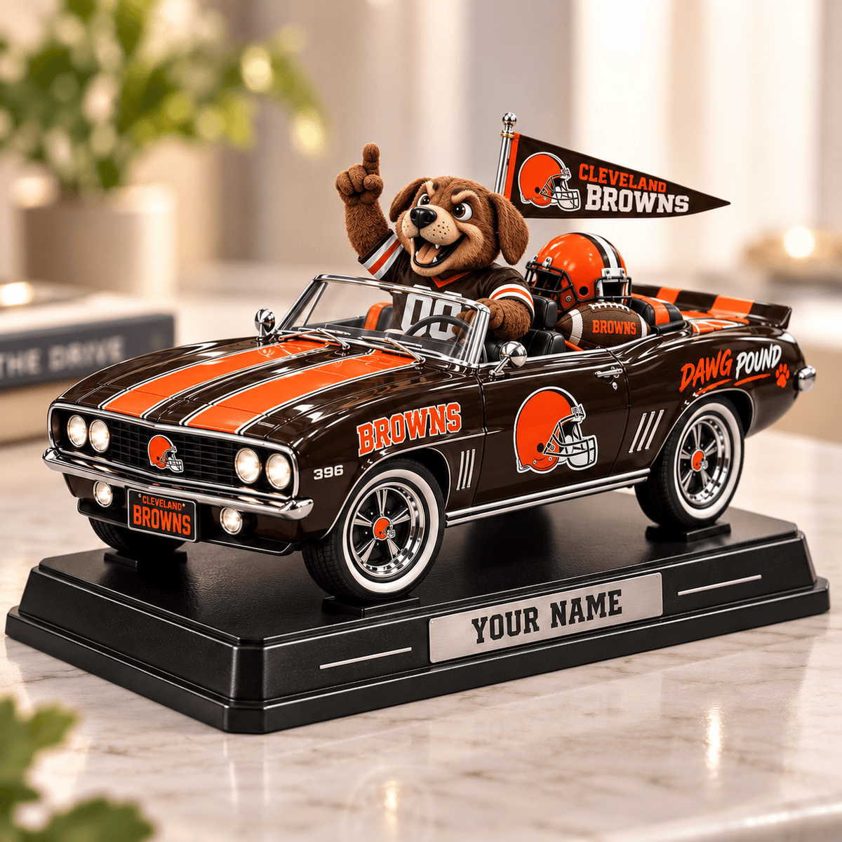 Premium NFL x CLE Car Personalized Name Acrylic Block Plaque