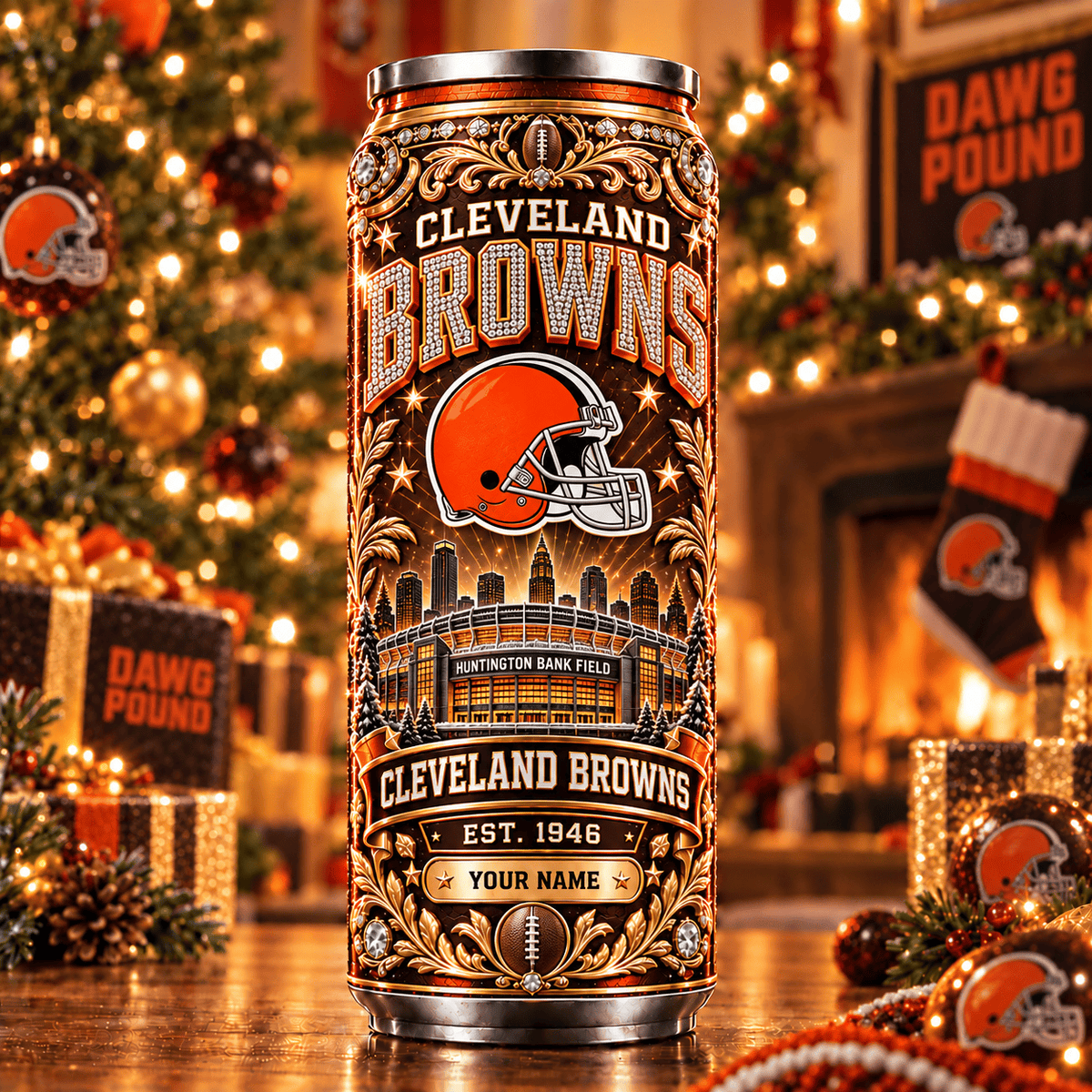 Premium NFL x CLE Personalized Name Can Tumbler
