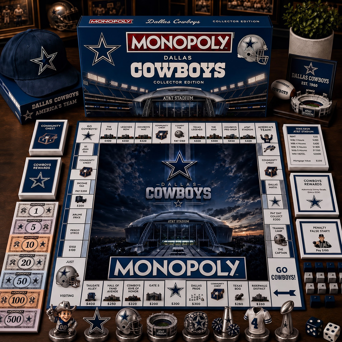 Premium NFL x DAL Monopoly Collector’s Edition Board Game