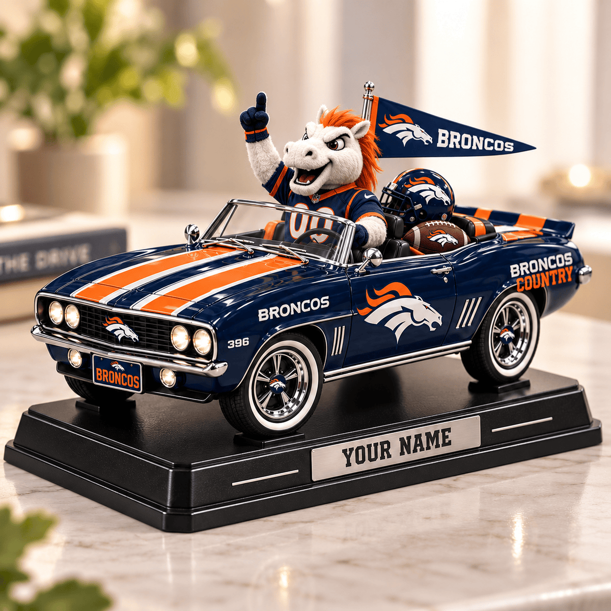 Premium NFL x DEN Car Personalized Name Acrylic Block Plaque