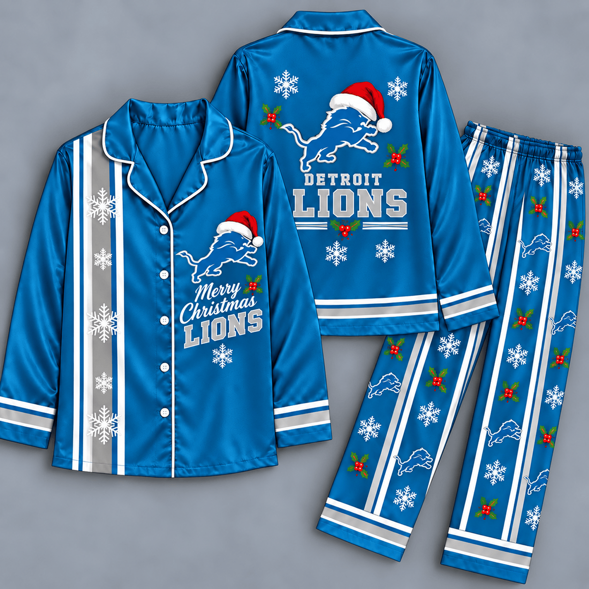 Premium NFL x DET Merry Matchday Christmas Pajama Set