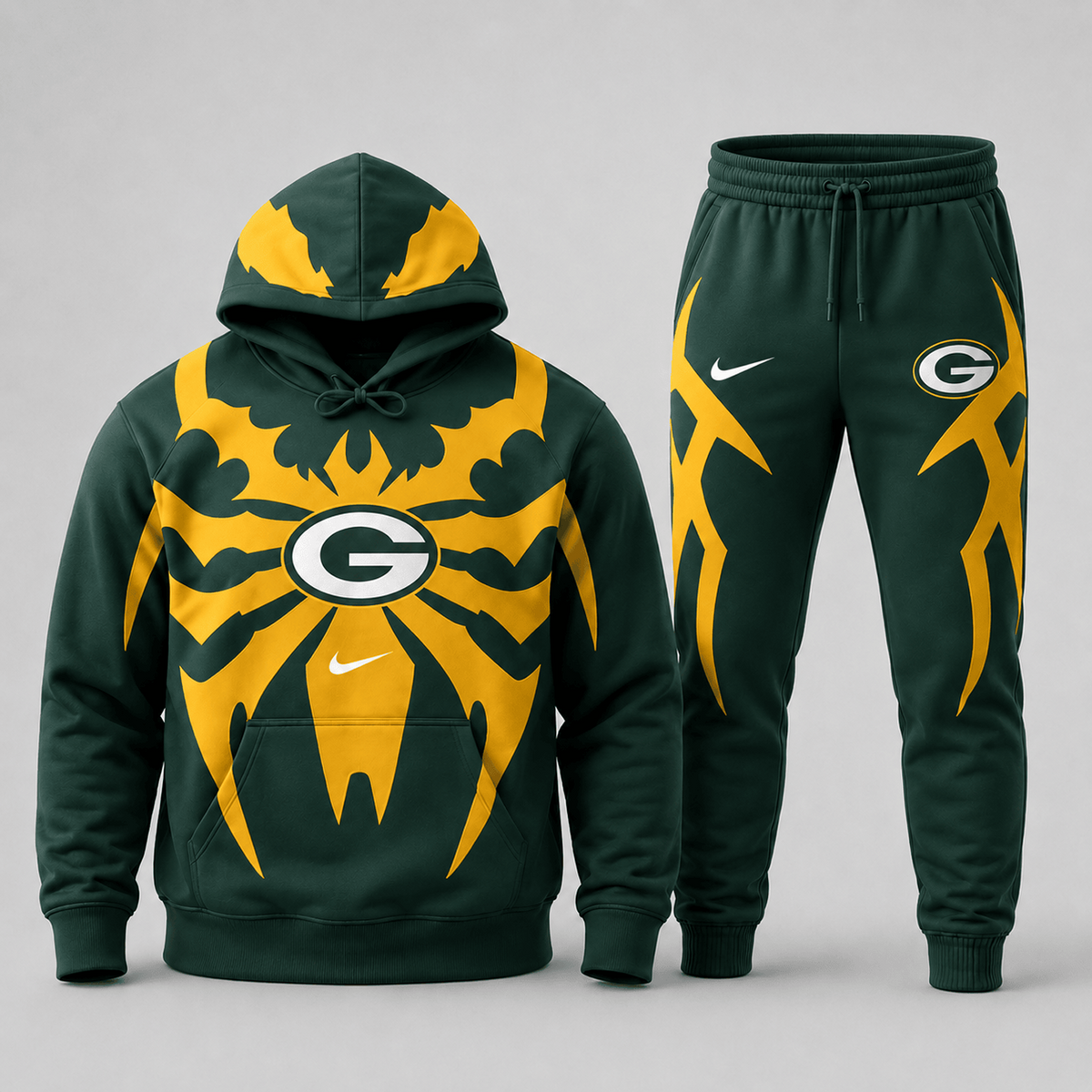 Premium NFL x GB Spider Web Graphic Hoodie & Jogger Pants Set