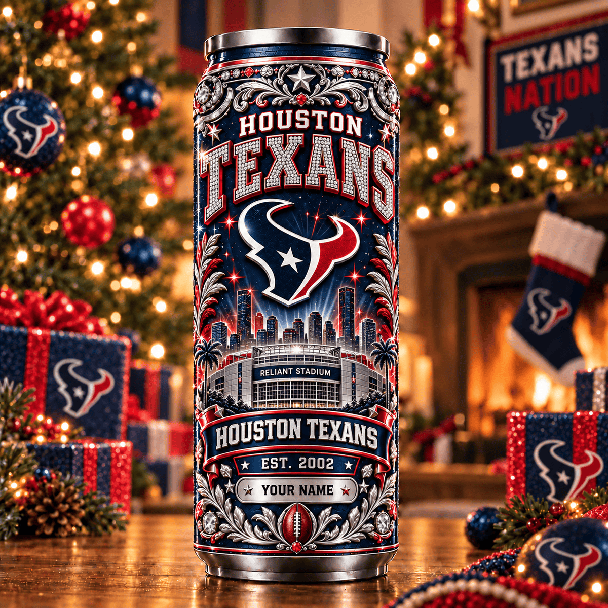 Premium NFL x HOU Personalized Name Can Tumbler