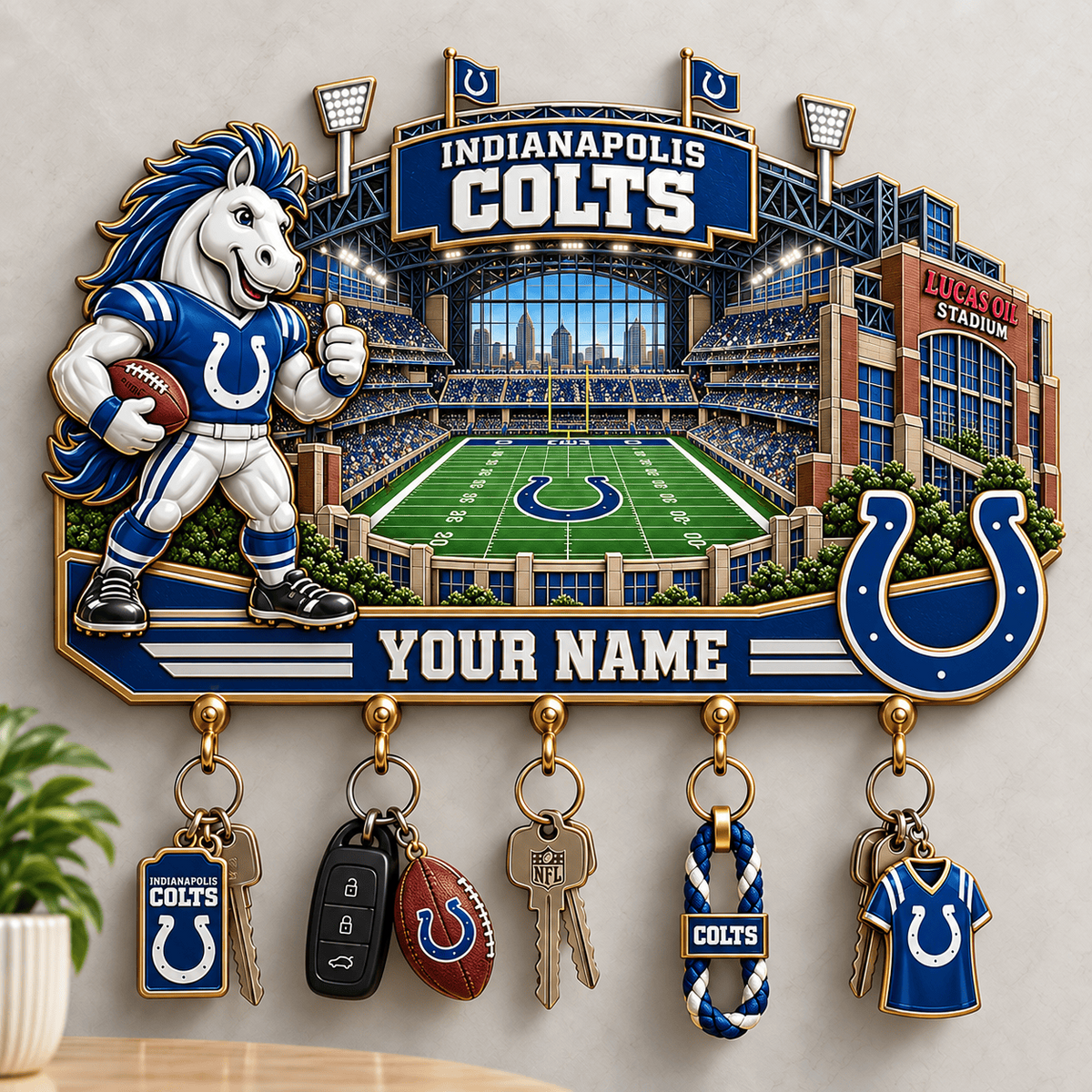 Premium NFL x IND Personalized Name Wall Key Holder