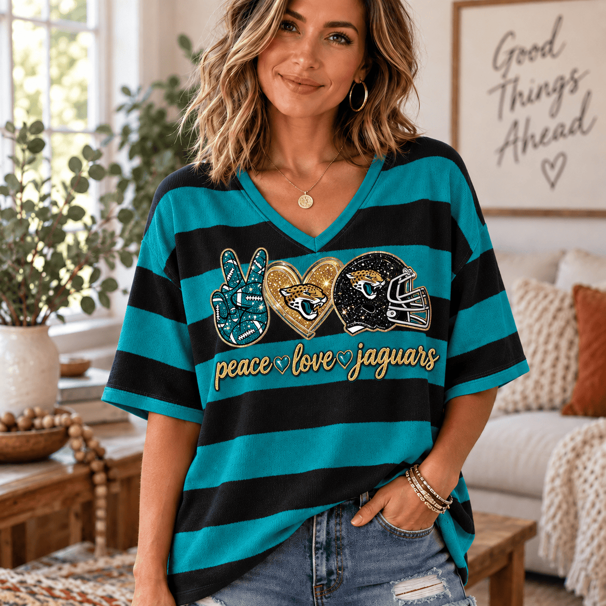 Premium NFL x JAX Women V-Neck Shirt For Fan