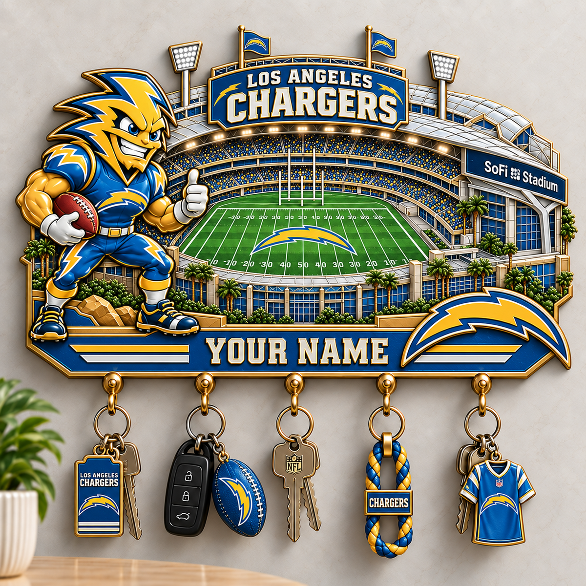 Premium NFL x LAC Personalized Name Wall Key Holder
