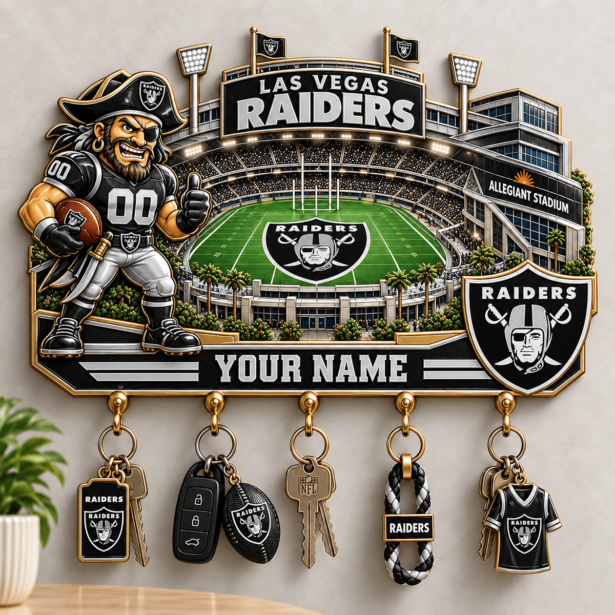 Premium NFL x LV Personalized Name Wall Key Holder