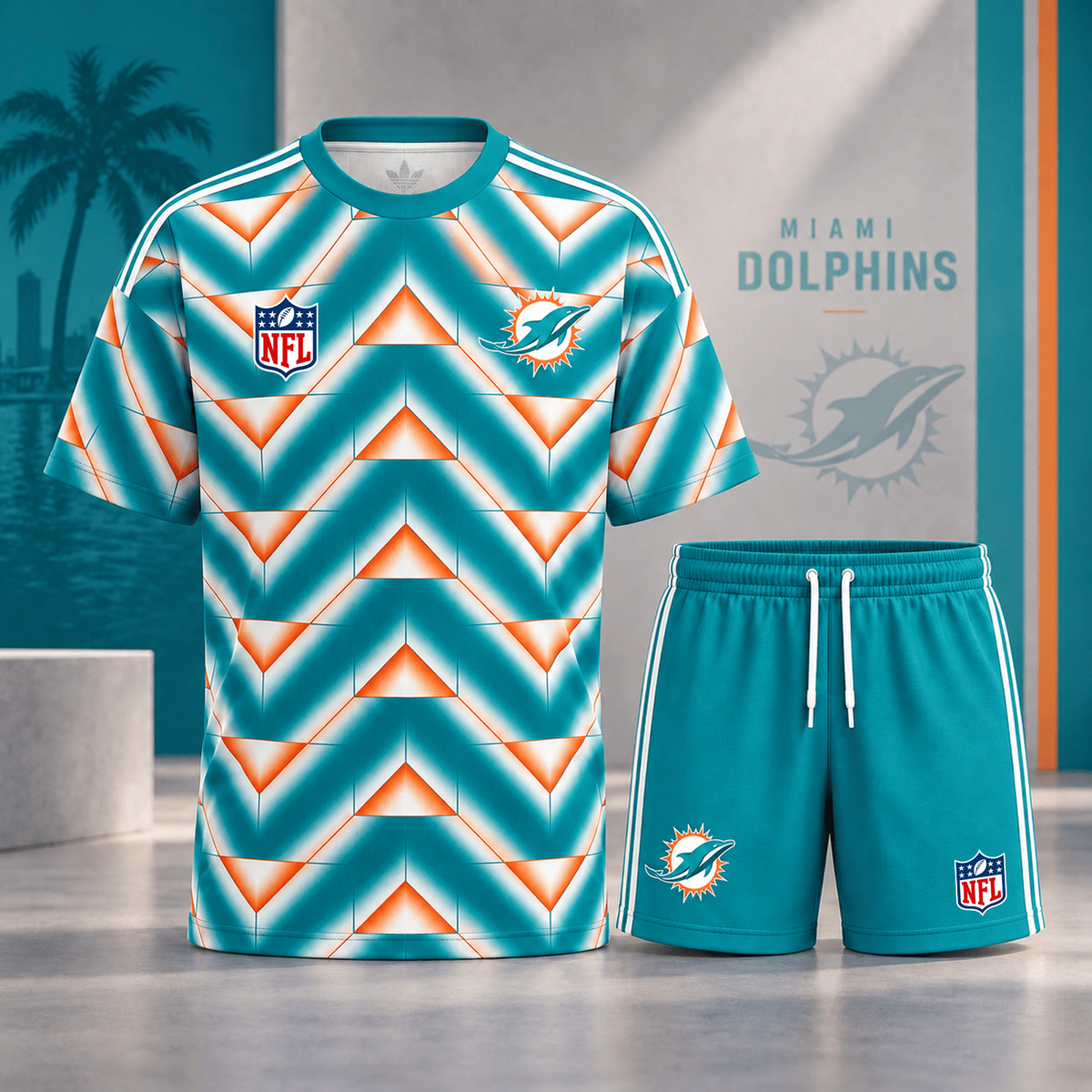 Premium NFL x MIA Geometric Performance Shirt & Shorts Set
