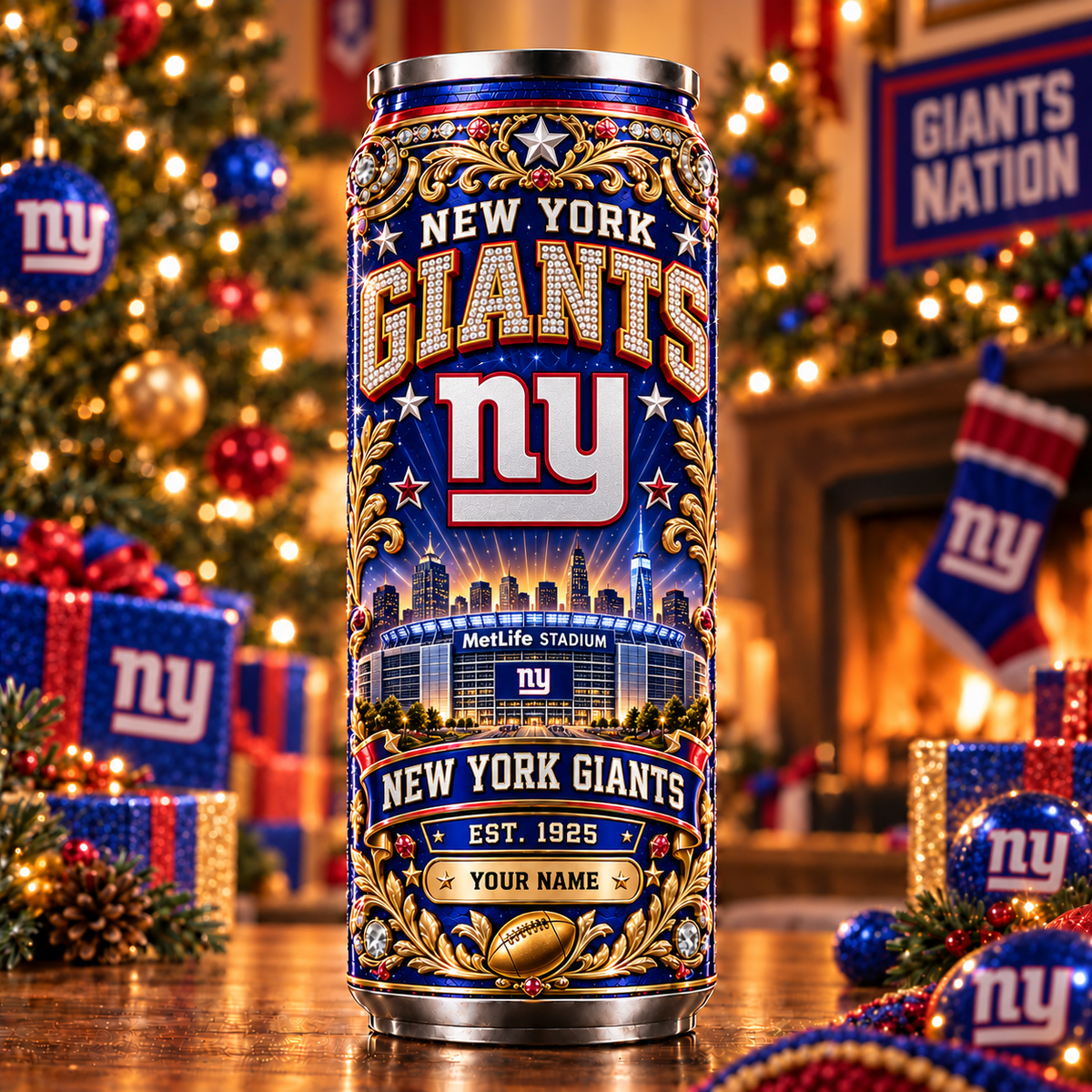 Premium NFL x NYG Personalized Name Can Tumbler