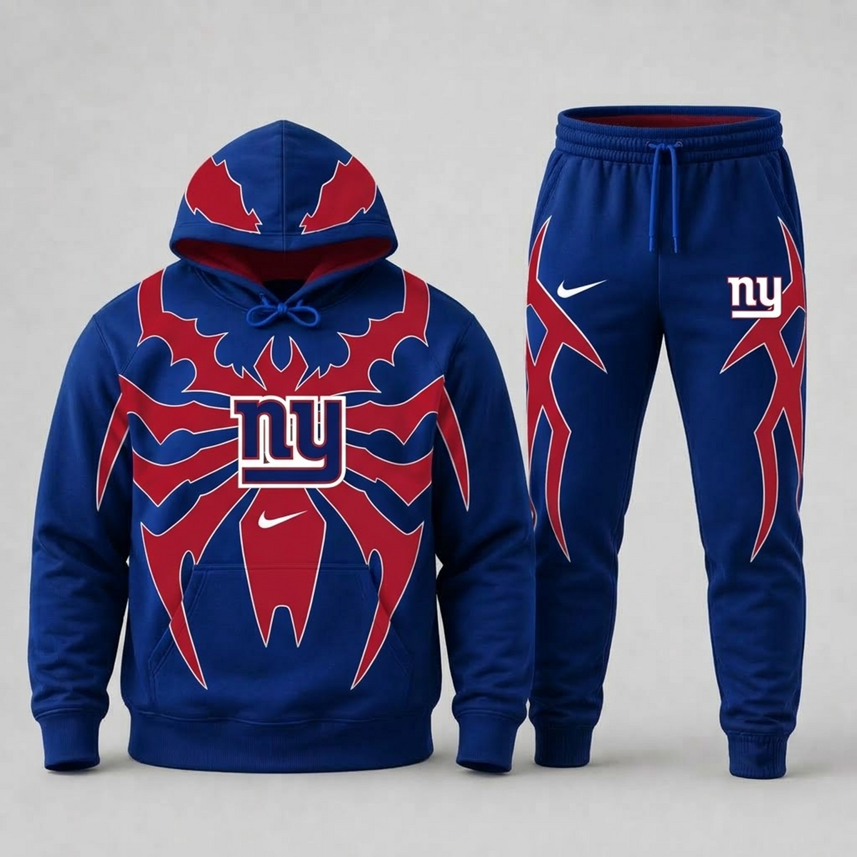 Premium NFL x NYG Spider Web Graphic Hoodie & Jogger Pants Set