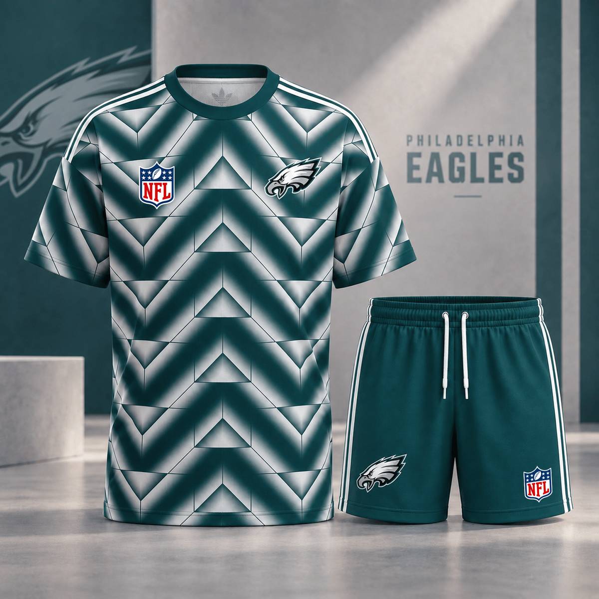 Premium NFL x PHI Geometric Performance Shirt & Shorts Set