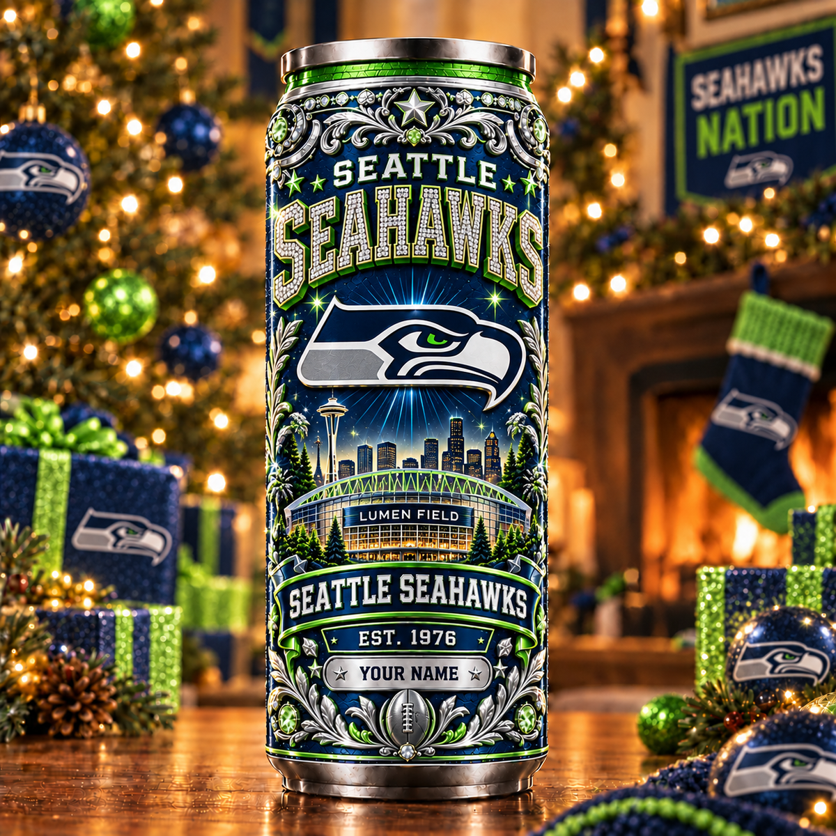 Premium NFL x SEA Personalized Name Can Tumbler