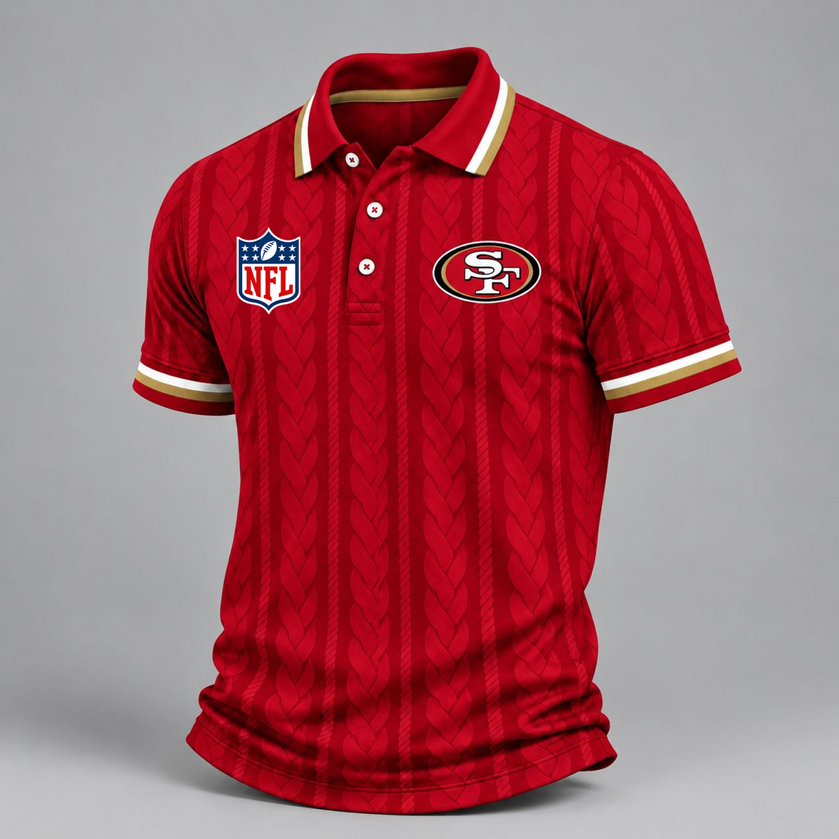 Premium NFL x SF Retro Football Fan Short Sleeve Apparel Polo Shirt