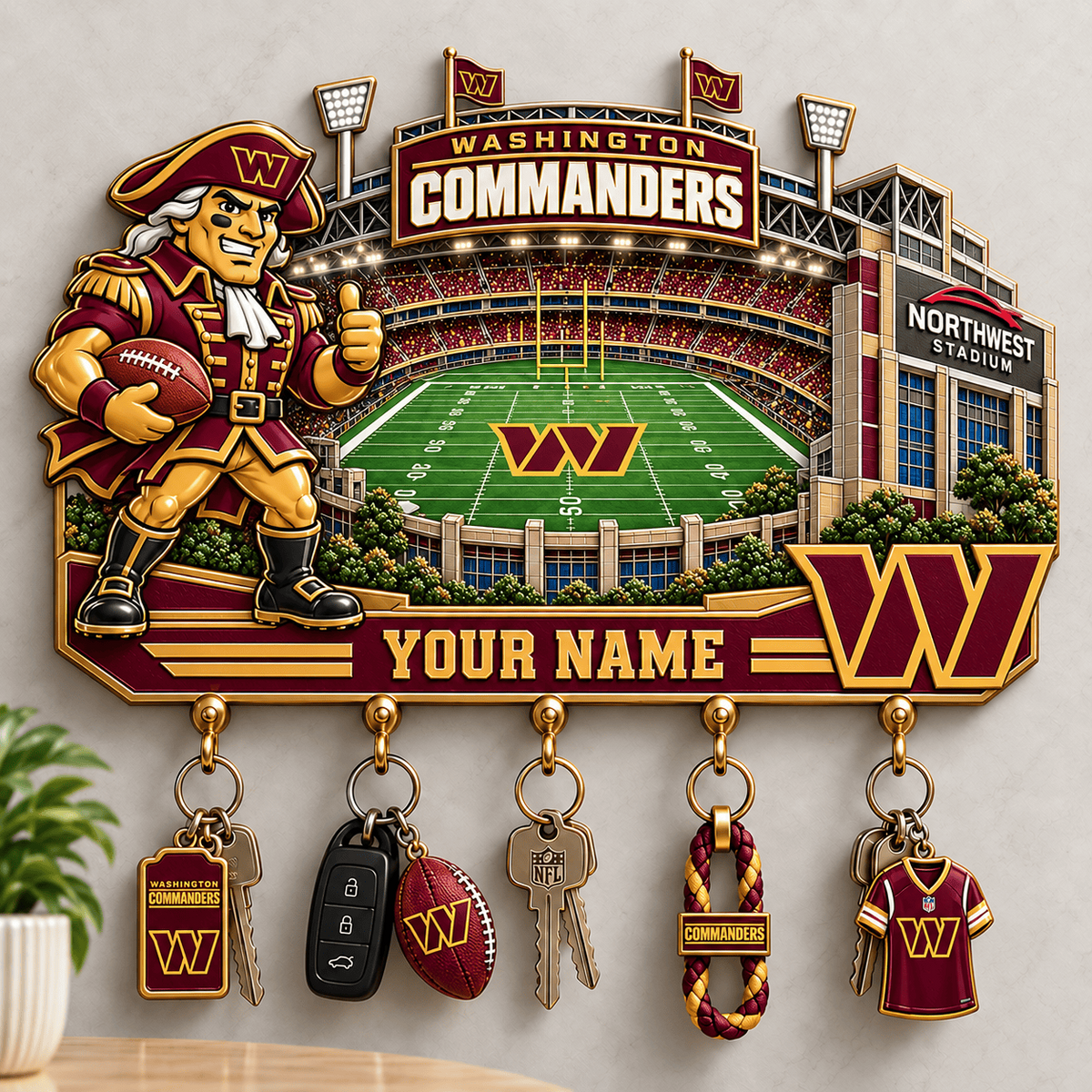 Premium NFL x WAS Personalized Name Wall Key Holder