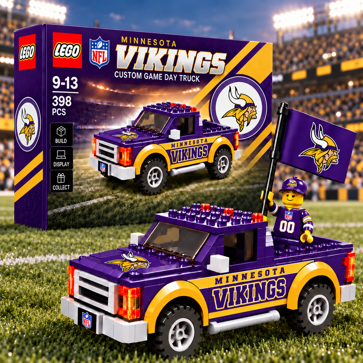 Premium NFL x MIN Game Day Building Blocks Truck Toy Set