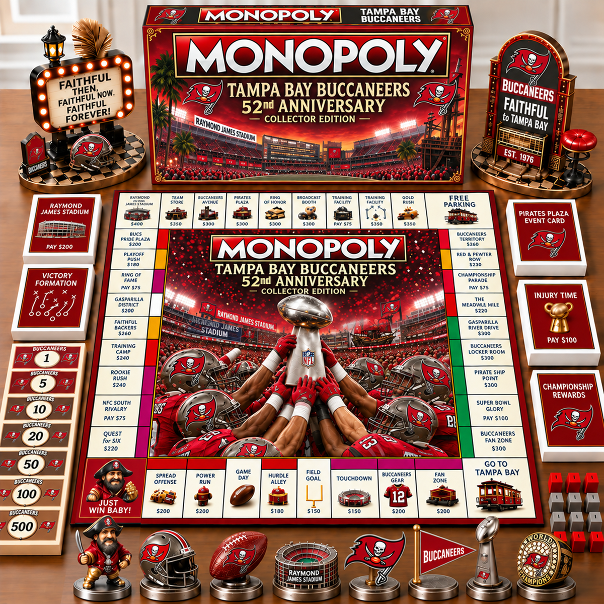 Premium NFL x TB Champion Theme Monopoly Collector Edition Board Game