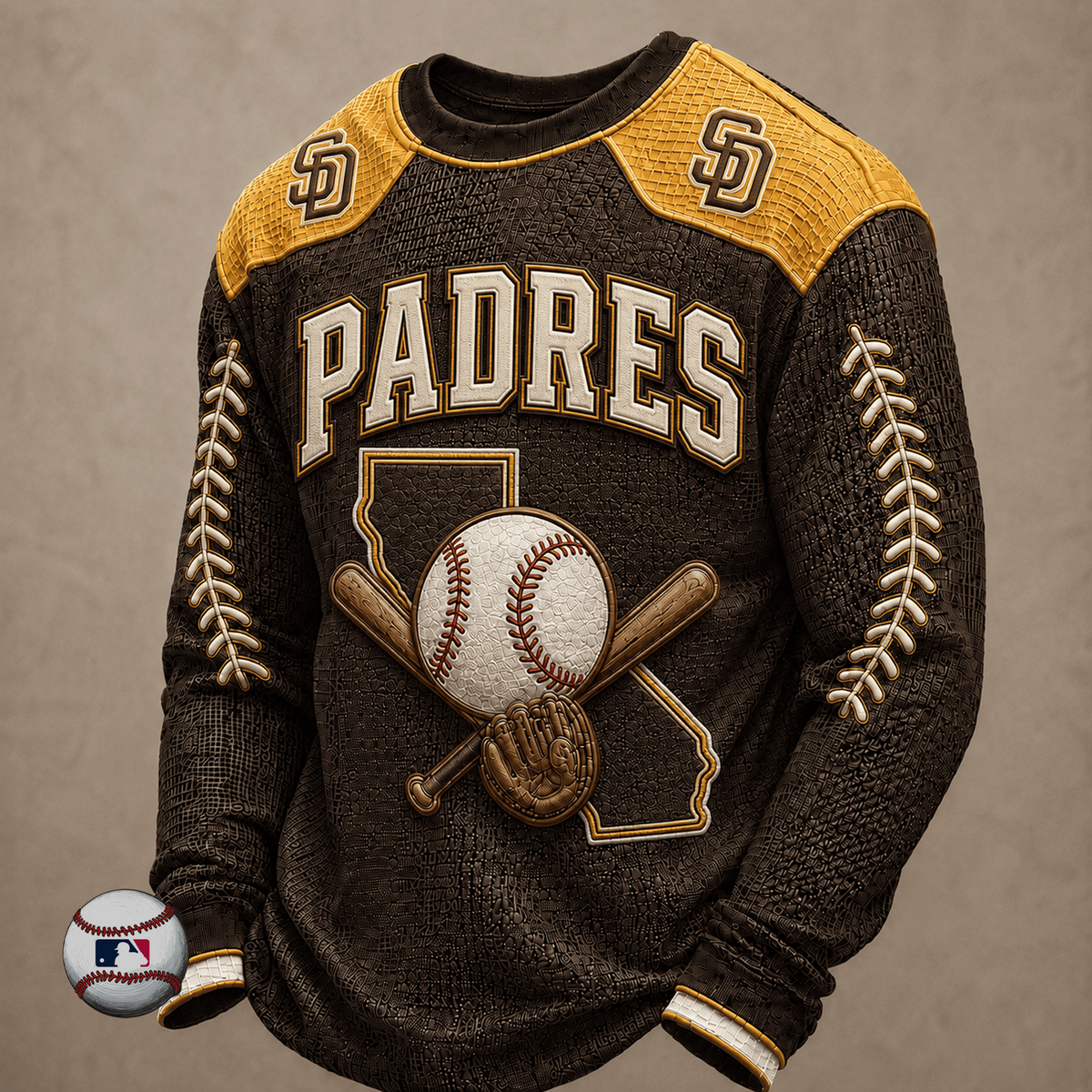SD x MLB Baseball Team Embroidered Crewneck Sweatshirt