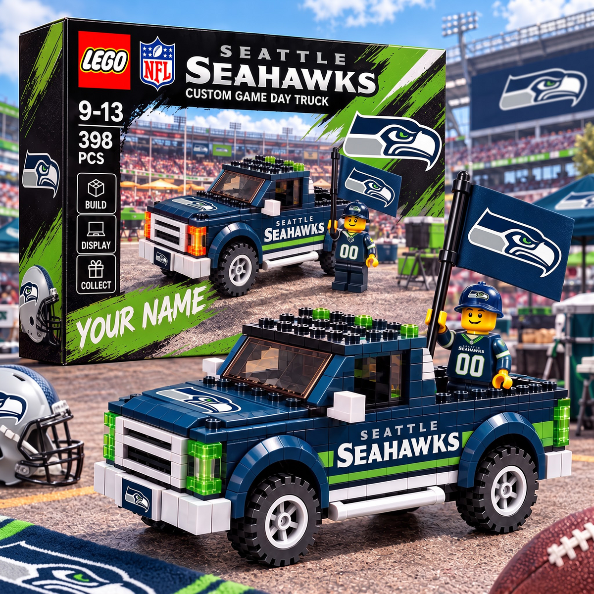 SEA X NFL 1-OF-1 IN-HOUSE CRAFTED CUSTOM GAME DAY TRUCK BRICK SET