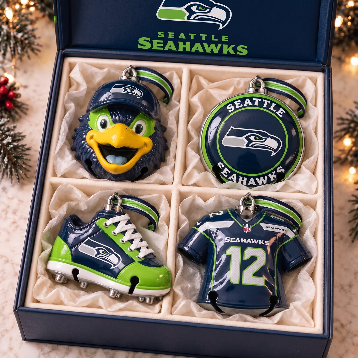 SEA X Premium NFL Christmas Bell Ornament