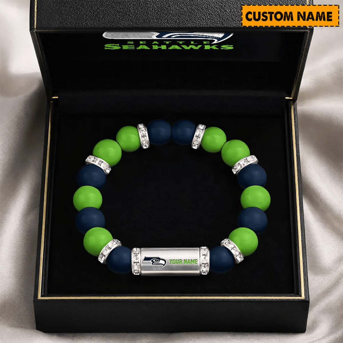 SEA x NFL Custom Name Handcrafted Lucky Energy Bracelet Gift For Fans