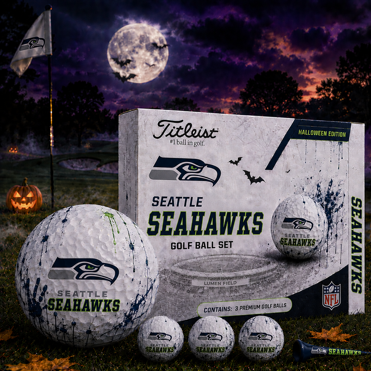 SEA x NFL Halloween Edition Golf Ball Set – 3 Premium Golf Balls