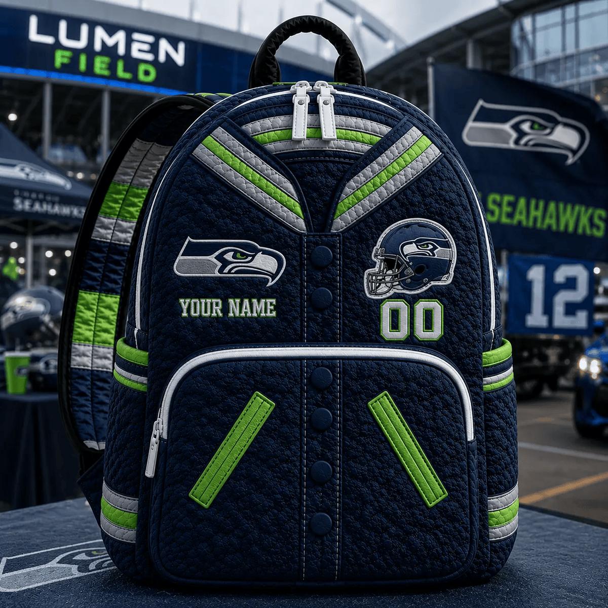 SEA x NFL Premium Varsity Quilted Backpack Personalized Gift For Fan - Limited Edition