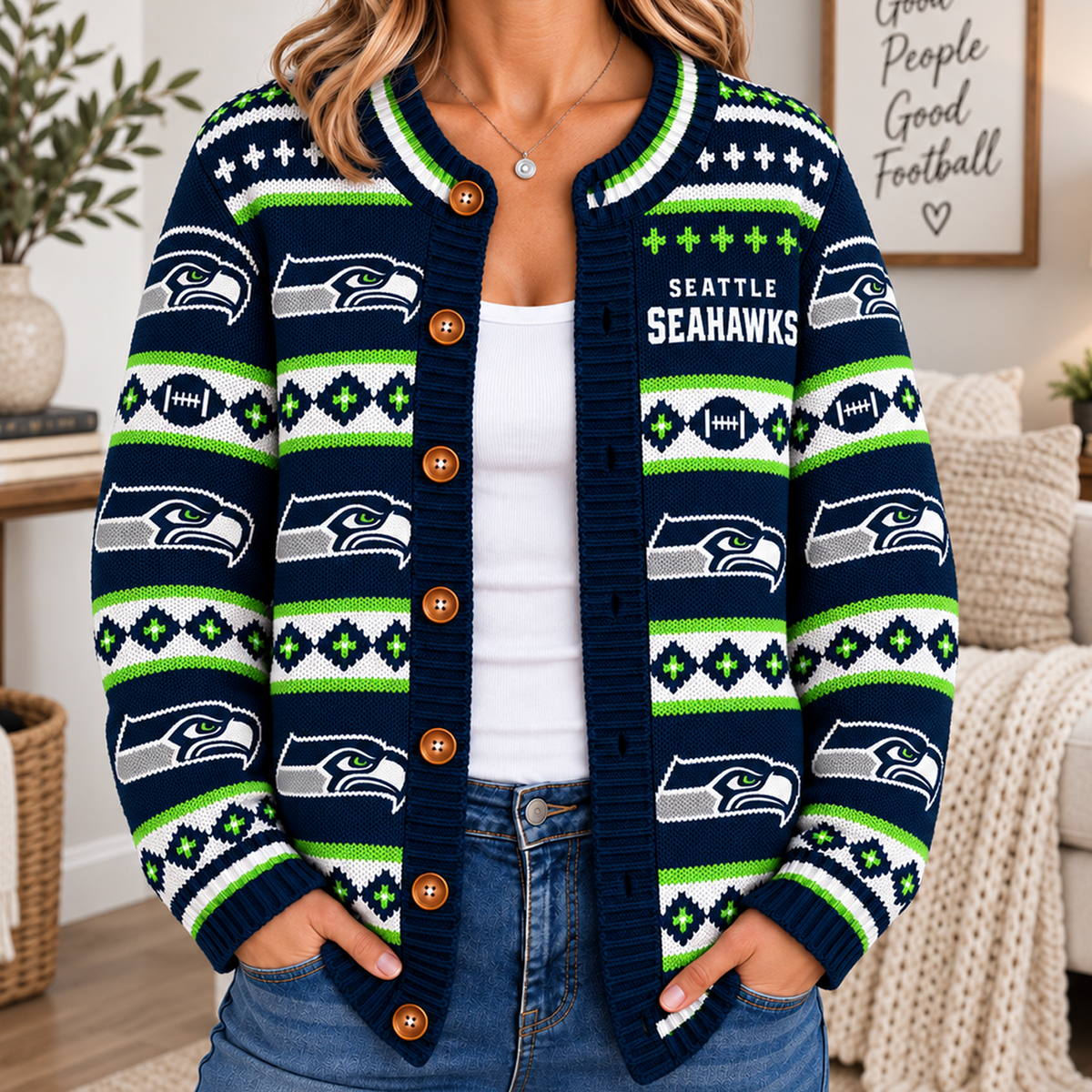 SEA x NFL Women's Cardigan Sweater