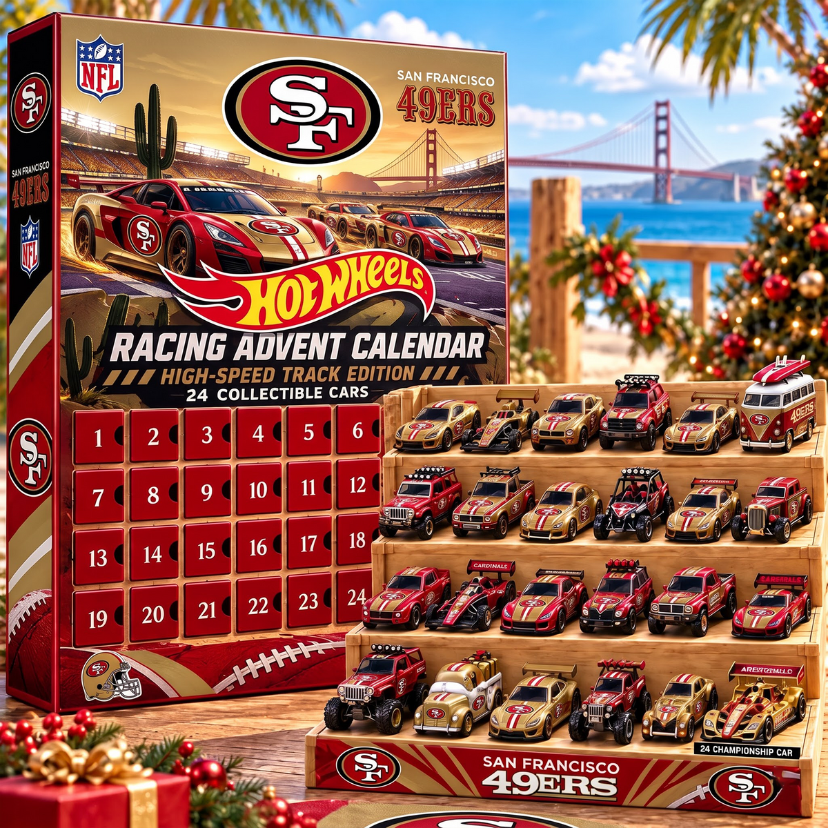 SF X 1-of-1 Custom NFL Racing Advent Calendar 24 Cars Gift Set