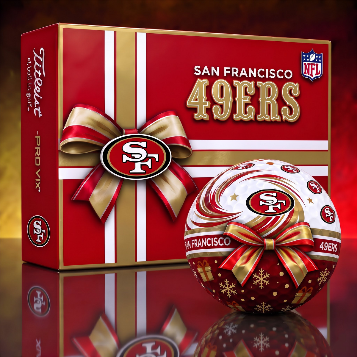 SF x 1-of-1 Custom NFL Holiday Golf Balls Gift Set For Golfer